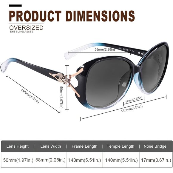 Women\'s Trendy Shades Eyes Protection Frame Polarized Sunglasses Oversized
